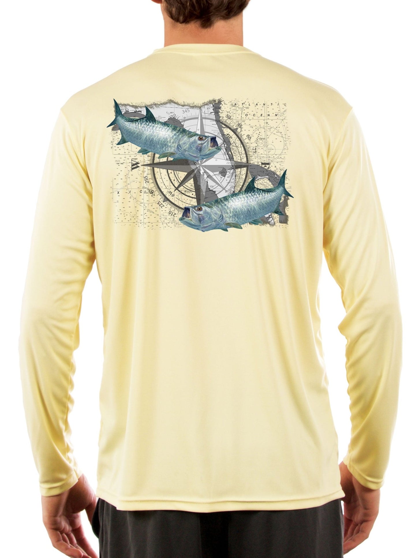 Tarpon Compass Fishing Shirts for Men Florida State Flag - Skiff Life