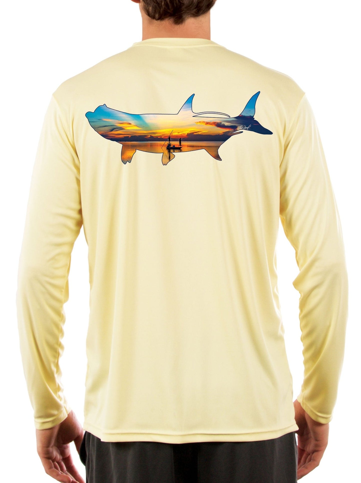 Tarpon Florida Sunrise on the Bay Capt Rick Murphy & Stu Apte Florida Fishing Shirts For Men by Skiff Life - Skiff Life