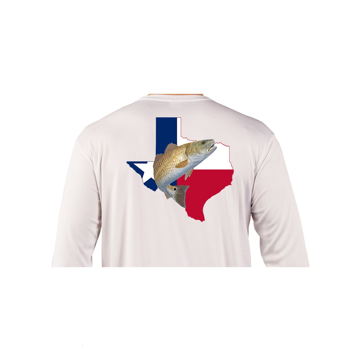 Texas Redfish Fishing Shirt with Flag Sleeve - Skiff Life