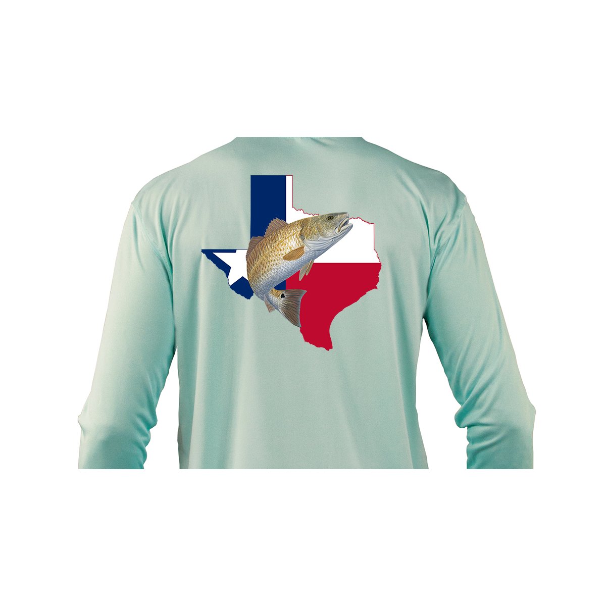 Texas Redfish Fishing Shirt with Flag Sleeve - Skiff Life