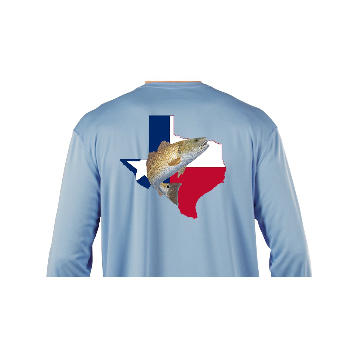 Texas Redfish Fishing Shirt with Flag Sleeve - Skiff Life