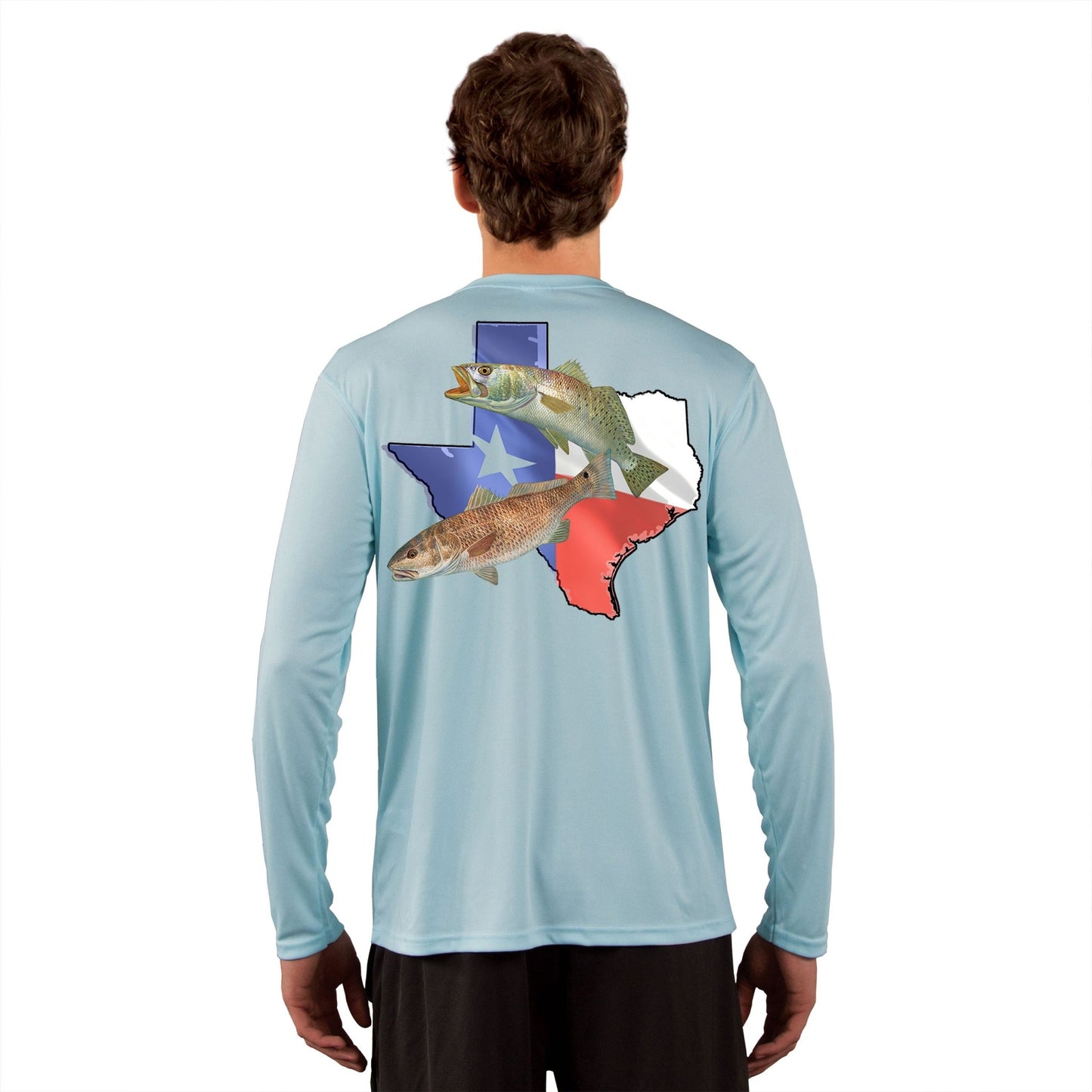 Texas State Flag Redfish & Trout Fishing Shirt with Optional Flag Sleeve - Skiff Life