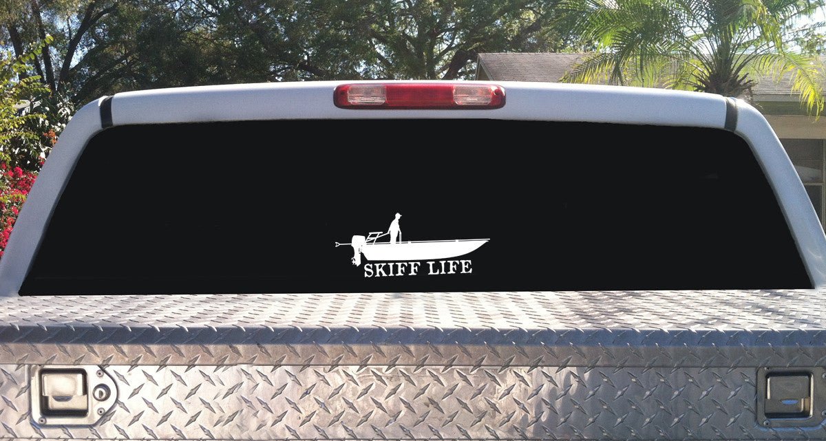 Tiller Skiff Grab Bar Decal 10X4 UV Protected Outdoor Vinyl Sticker - Skiff Life