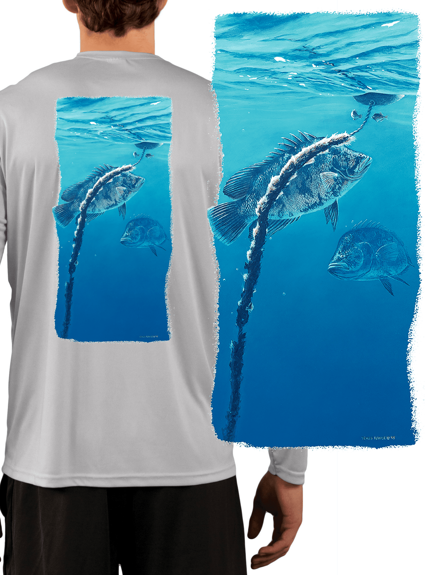 Tripletail Fish Under Crab Buoy LS Shirt - Skiff Life