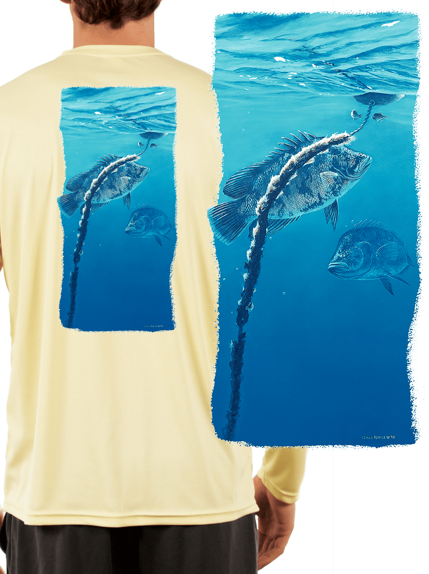 Tripletail Fish Under Crab Buoy LS Shirt - Skiff Life