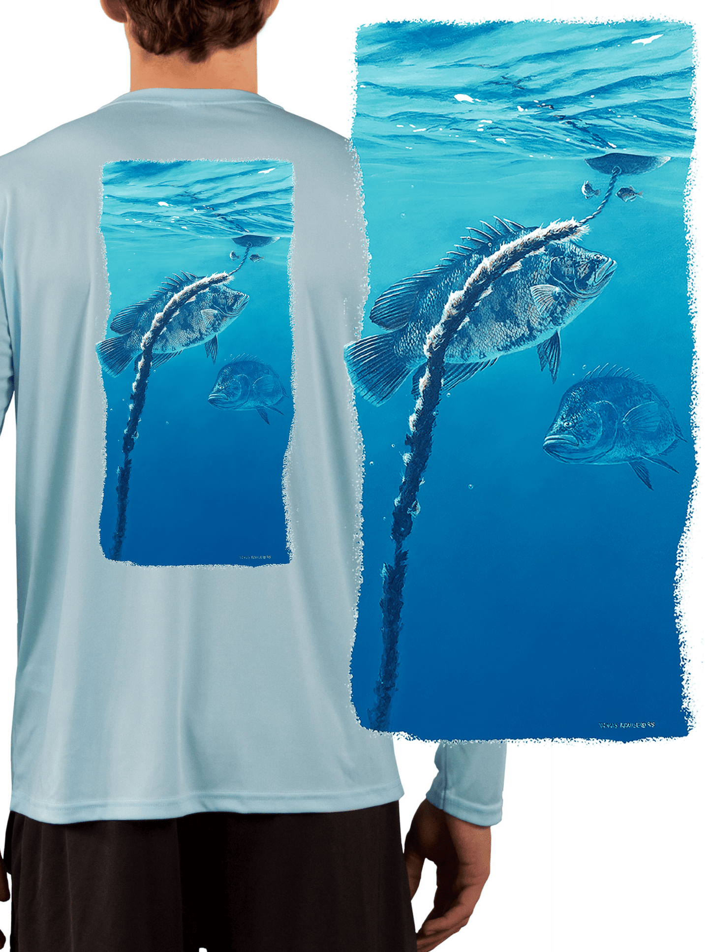 Tripletail Fish Under Crab Buoy LS Shirt - Skiff Life