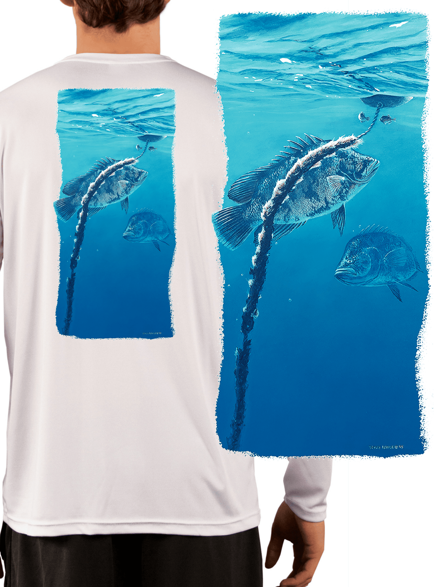 Tripletail Fish Under Crab Buoy LS Shirt - Skiff Life