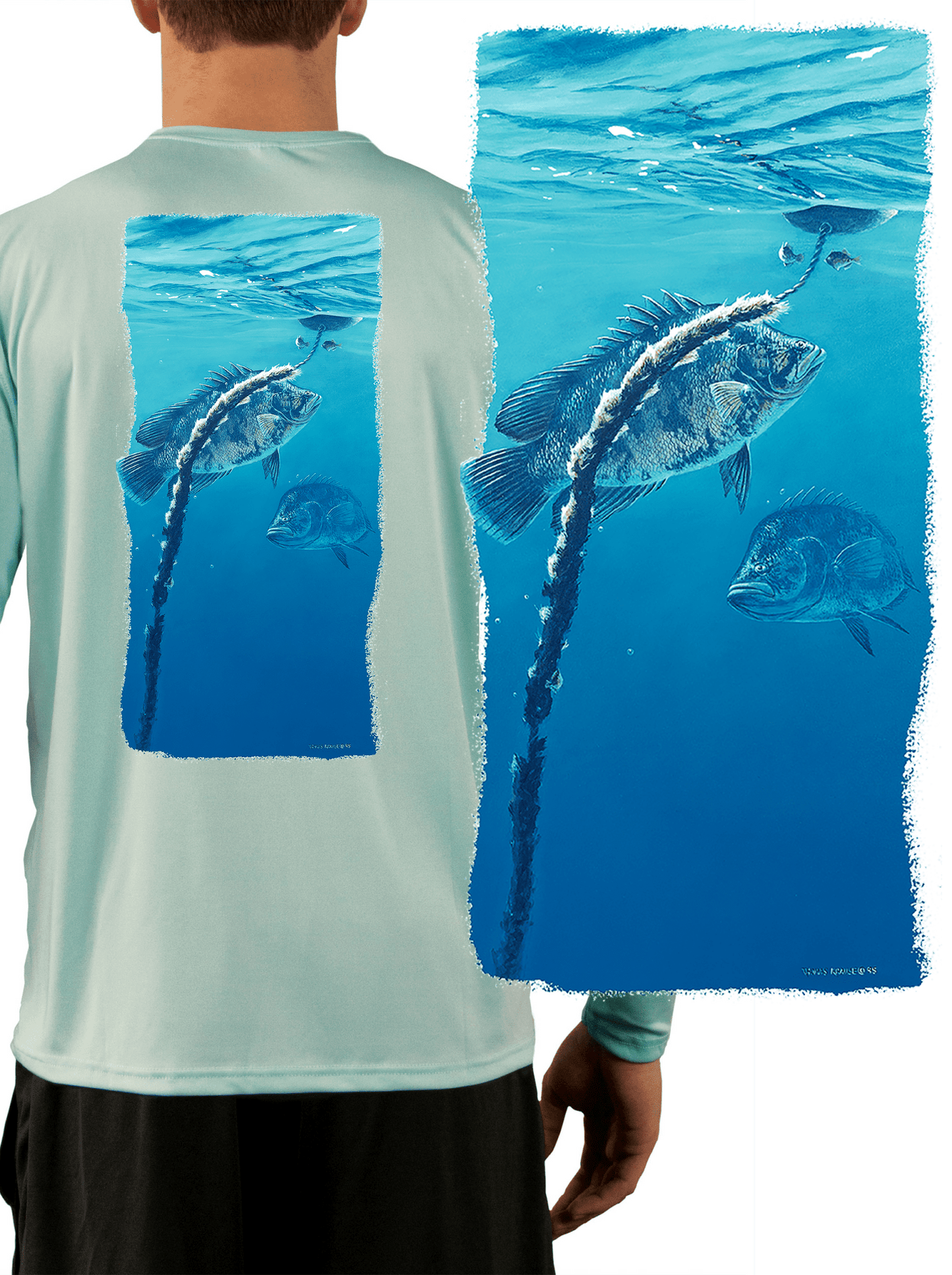 Tripletail Fish Under Crab Buoy LS Shirt - Skiff Life