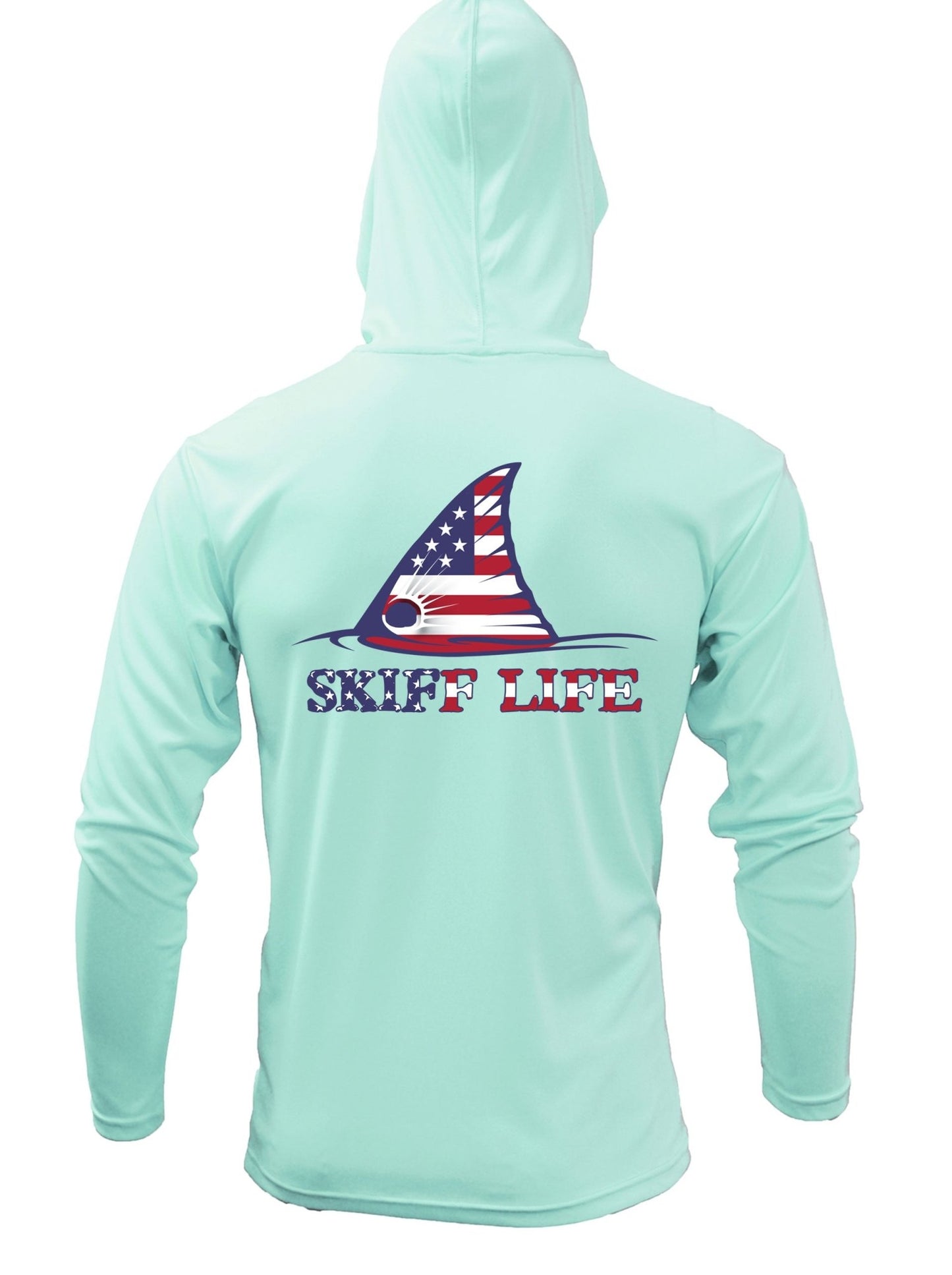 USA Flag Redfish Fishing Hoodie Red Drum American Flag Sleeve by Skiff Life - Skiff Life