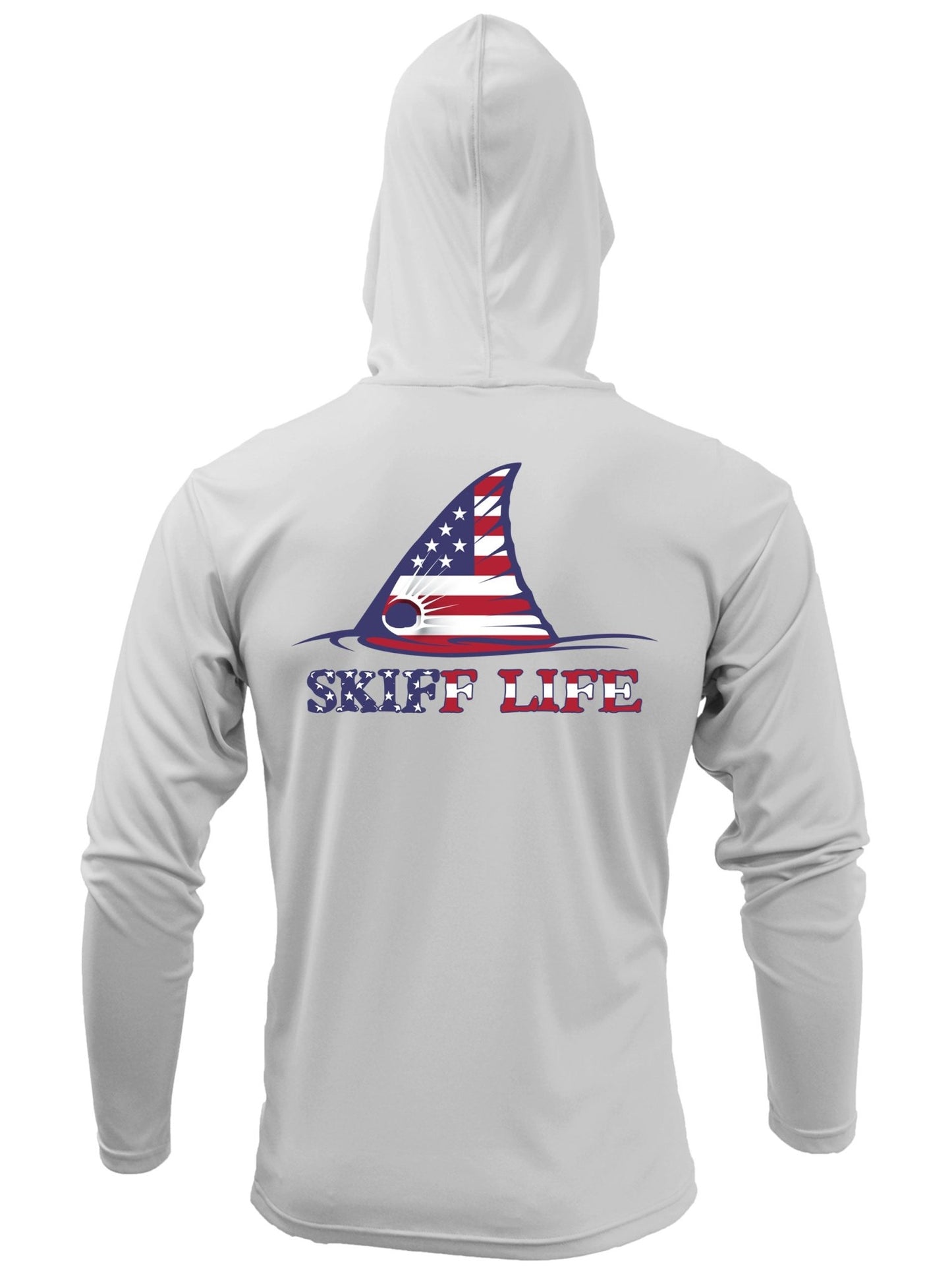 USA Flag Redfish Fishing Hoodie Red Drum American Flag Sleeve by Skiff Life - Skiff Life