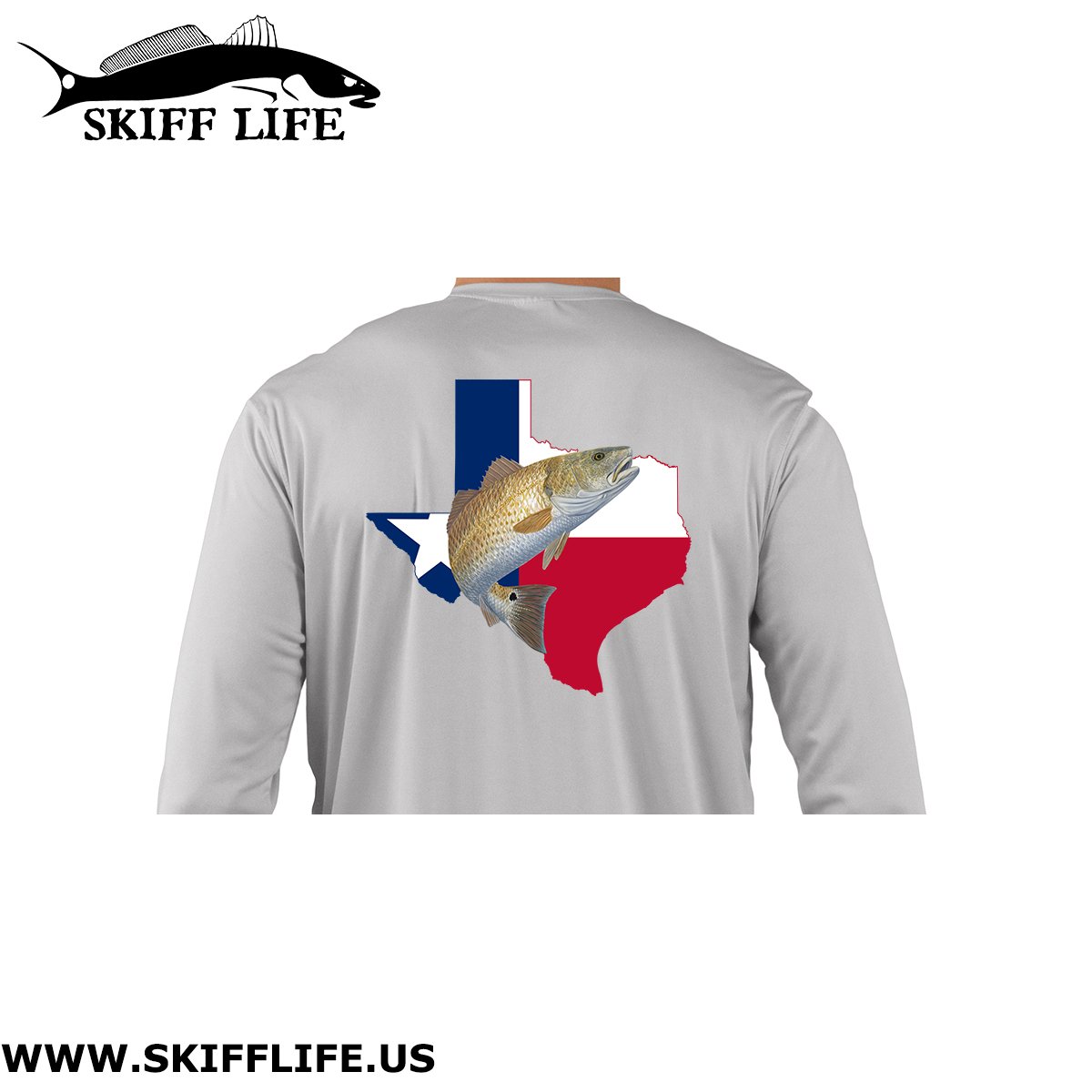 Youth/Kids Texas Redfish Fishing Shirt with Flag Sleeve - Skiff Life