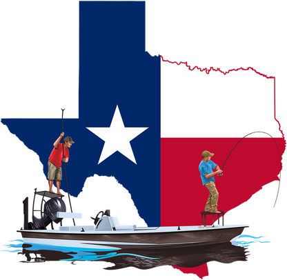 Fishing Shirt Poling Skiff Texas State Flag with Optional Flag Sleeve - Skiff Life