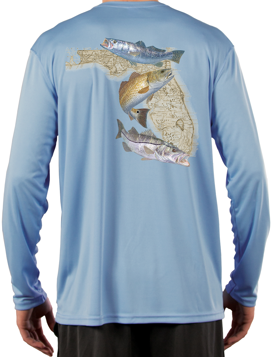 Snook, Redfish & Trout Florida Inshore Slam Men's Fishing Shirt