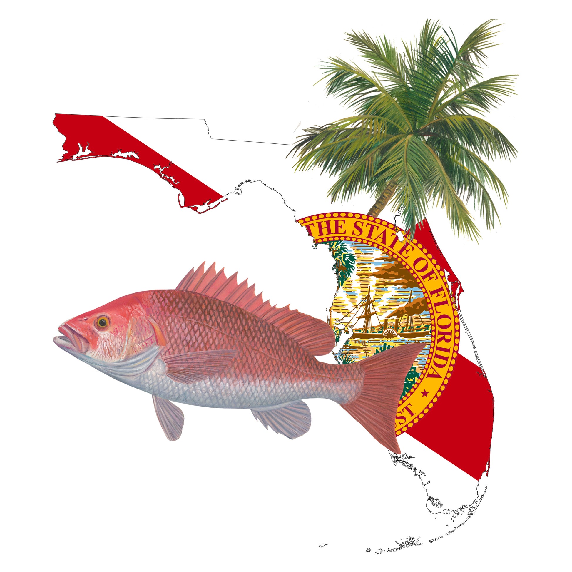 Red Snapper Florida Men's Fishing Shirt