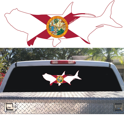 Tarpon Outline with Florida Flag Decal - Skiff Life