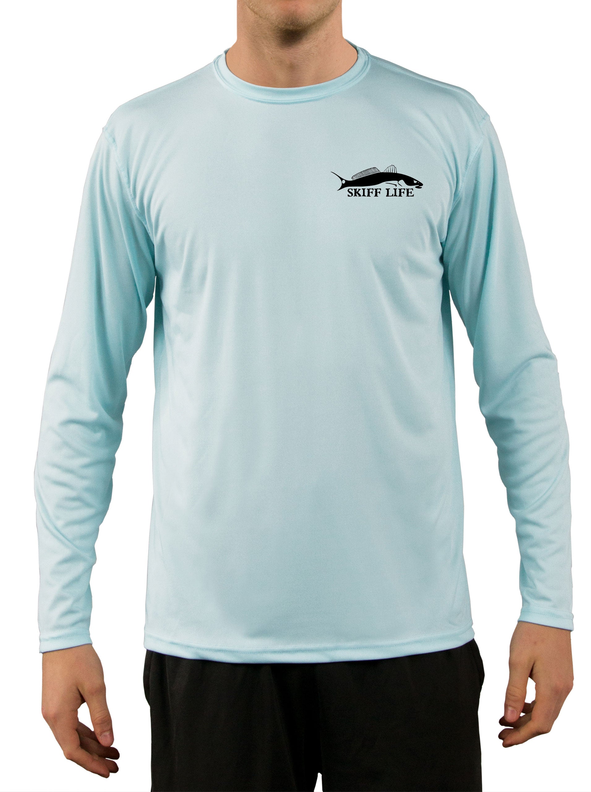 Big and Tall Mens Clothing - UV Protected Fishing T Shirt +50 Sun Protection with Moisture Wicking Technology - Up to 4XL 3XL / Ice Blue