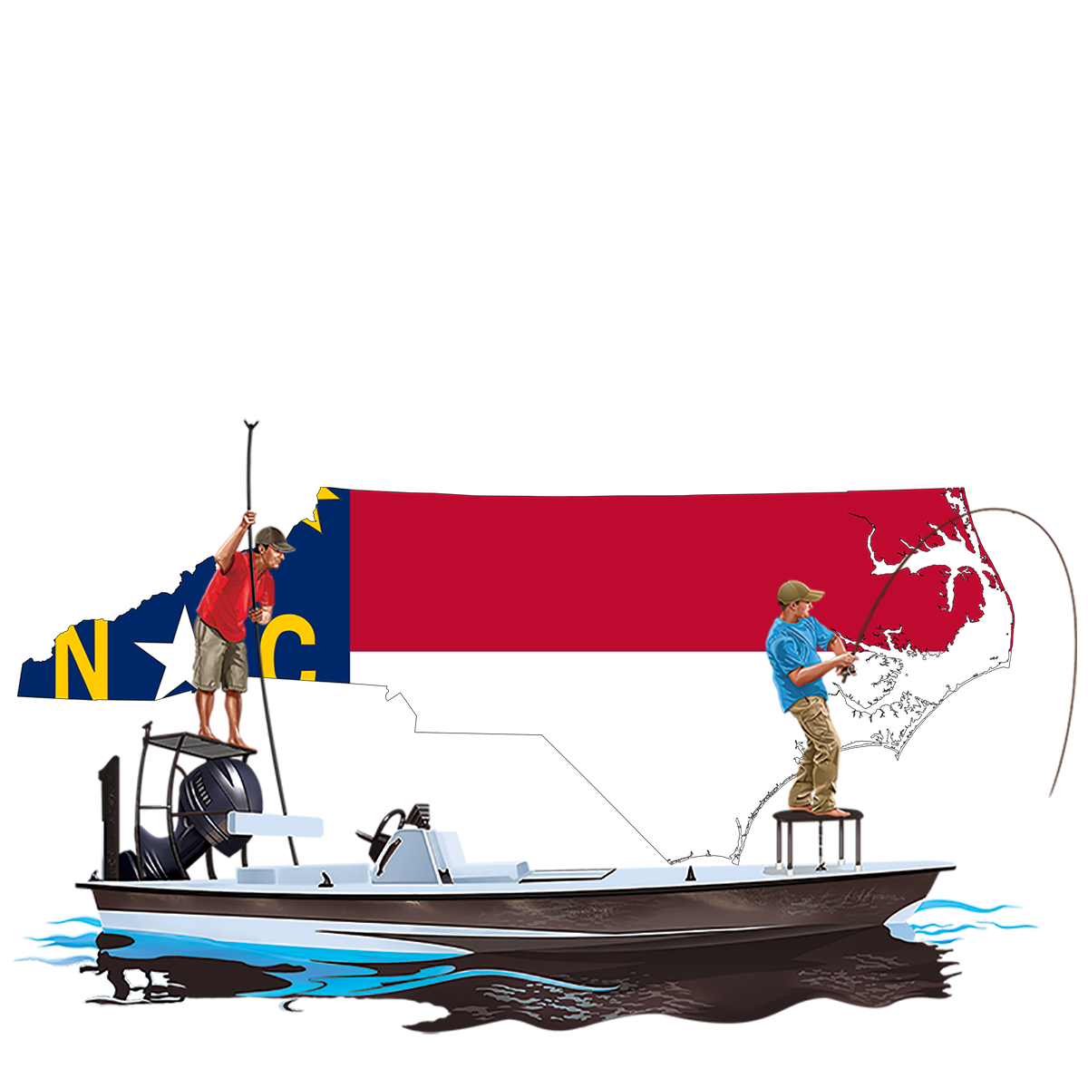 Fishing Shirt Poling Skiff North Carolina State Flag