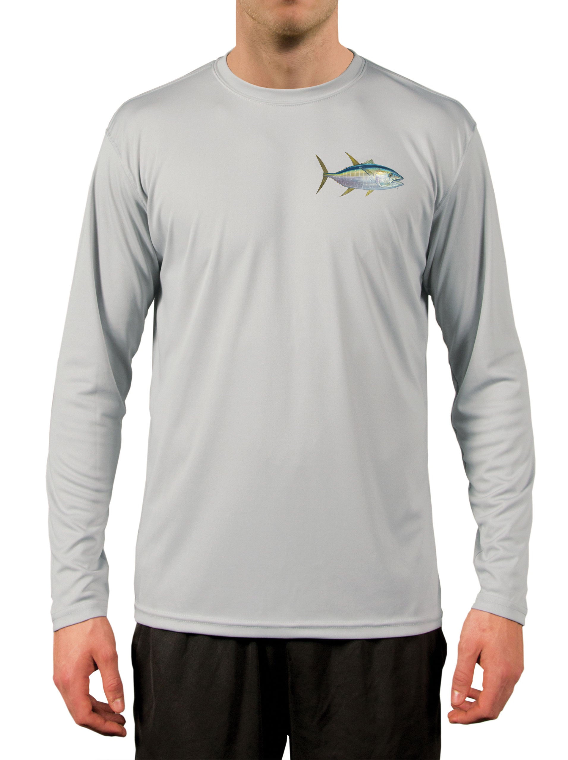 Tuna Talk Fishing Shirts for Men Long Sleeve, Moisture Wicking, 50+ UPF  Fabric UV Protection Yellowfin Albacore Bluefin Tuna Fish Salt Water T-Shirt