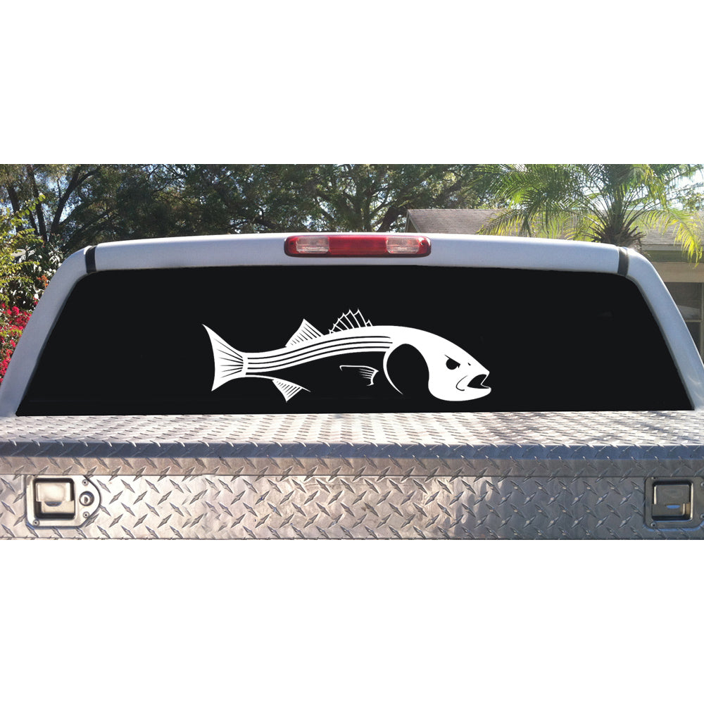 Striper Bass 4x4 Truck Decal Set  Off Road White Bass Fishing Stickers