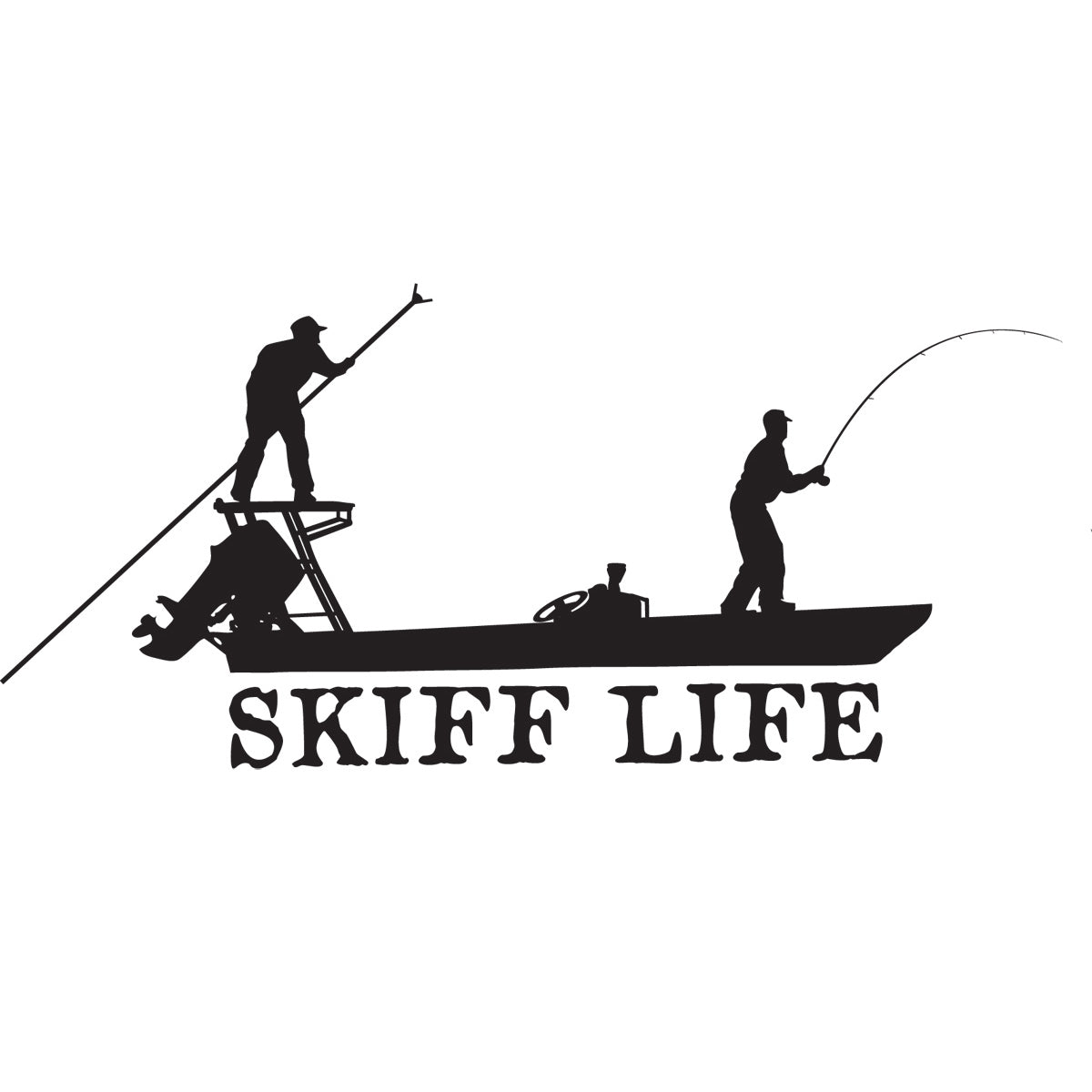 Skiff Life Poling Skiff Boat Decals , Flats Fishing Inshore 10X6 Vinyl  Stickers