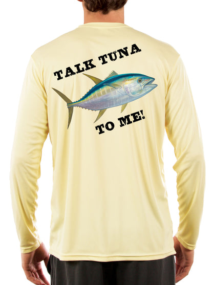 Tuna Talk Fishing Shirts for Men Long Sleeve, Moisture Wicking, 50+ UPF Fabric UV Protection Yellowfin Albacore Bluefin Tuna Fish Salt Water T-Shirt - Skiff Life