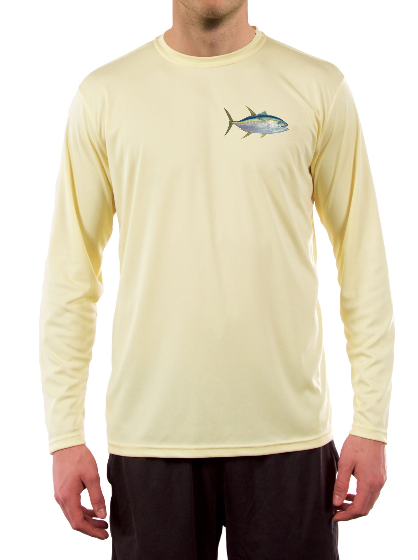 Yellowfin Tuna Scale Sleeve Shirt - SurfMonkey - Performance Shirts - Fishing Shirt 2x - Large / White